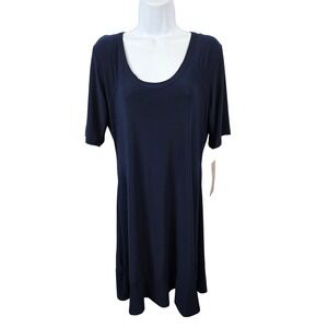 NEW ~ Nina Leonard Navy Blue Miracle Matte Jersey Dress Womens Large L NWT /A197